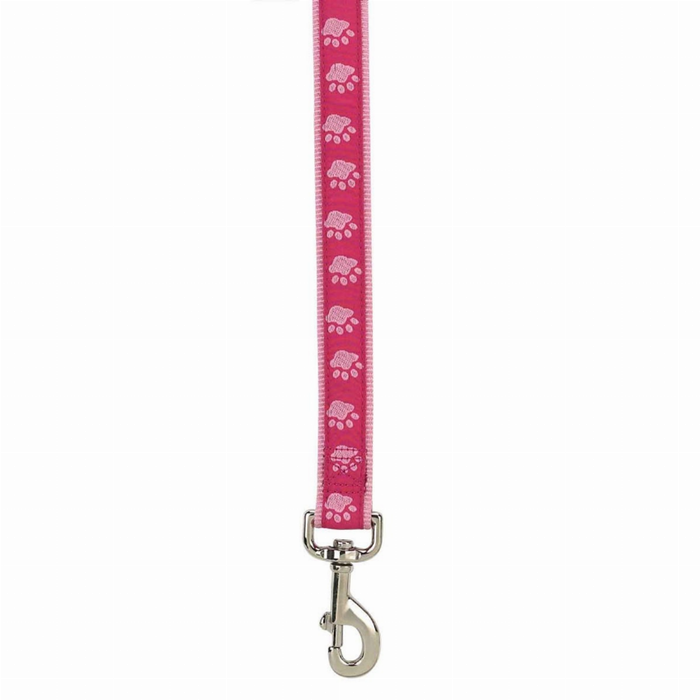 CC TwoTone Pawprint Lead 4Ftx5/8In Pnk