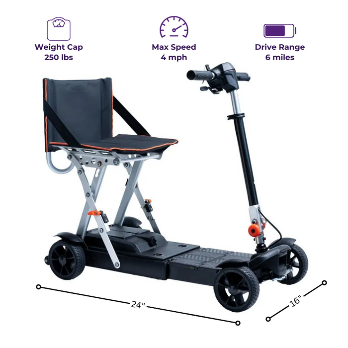 Feather 27X Scooter, Ultra-Lightweight Folding Travel Scooter