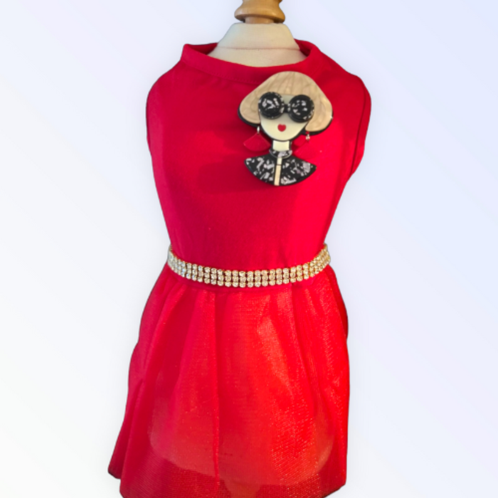 Ms. Fashion Red Party Dog Dress