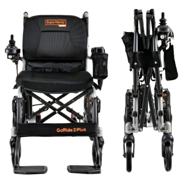 SuperHandy GoRide 2 Plus Folding Power Wheelchair, 300 lb Capacity