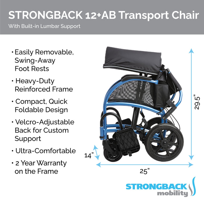STRONGBACK Excursion 12+AB Transport Wheelchair (1003AB / 1012AB)