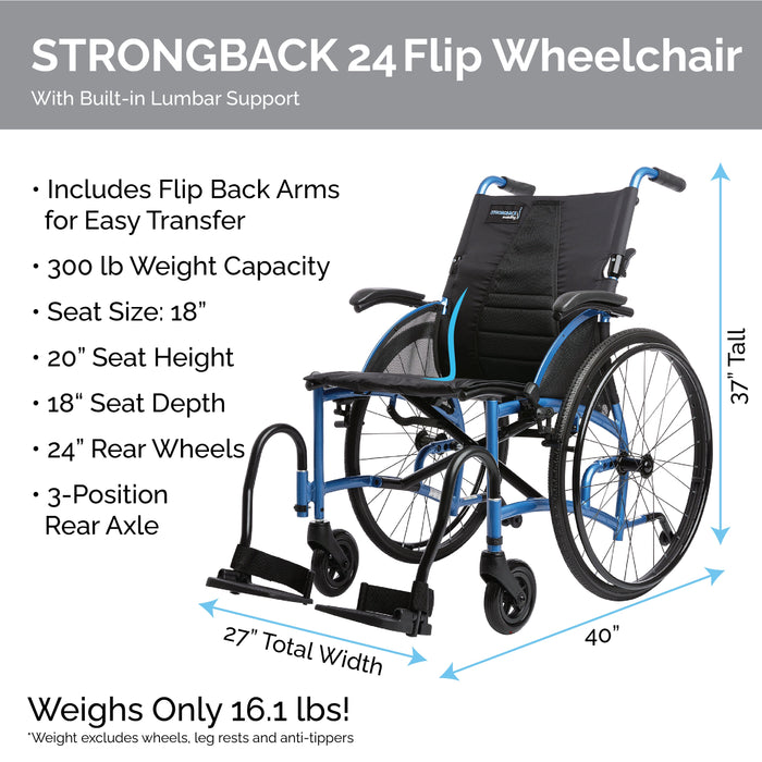 STRONGBACK Comfort 24 Flip Wheelchair (1019)