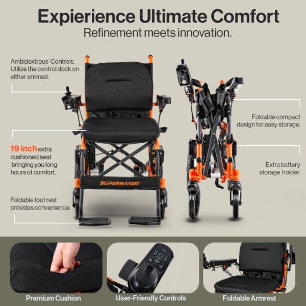 SuperHandy GoRide 2 Portable Power Wheelchair, 330 lb Capacity