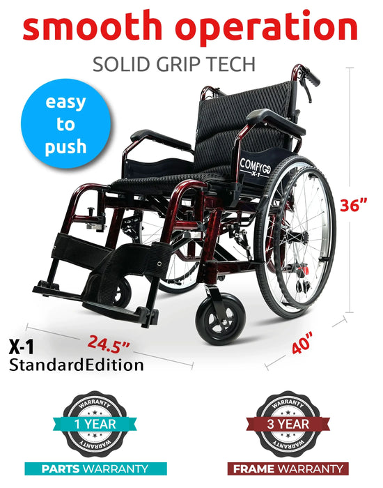 ComfyGO X-1 Lightweight Manual Wheelchair