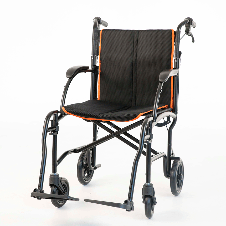 Feather Transport Wheelchair, 13 lbs, 18" Seat, 300 lb Capacity - What's in the box
