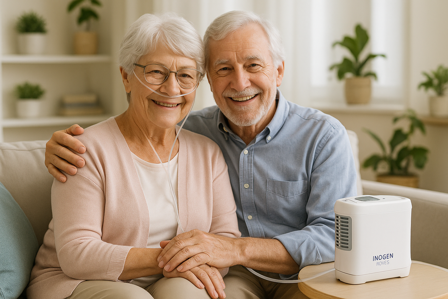 Elderly couple using the Inogen Rove 6