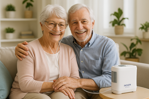 Elderly couple using the Inogen Rove 6