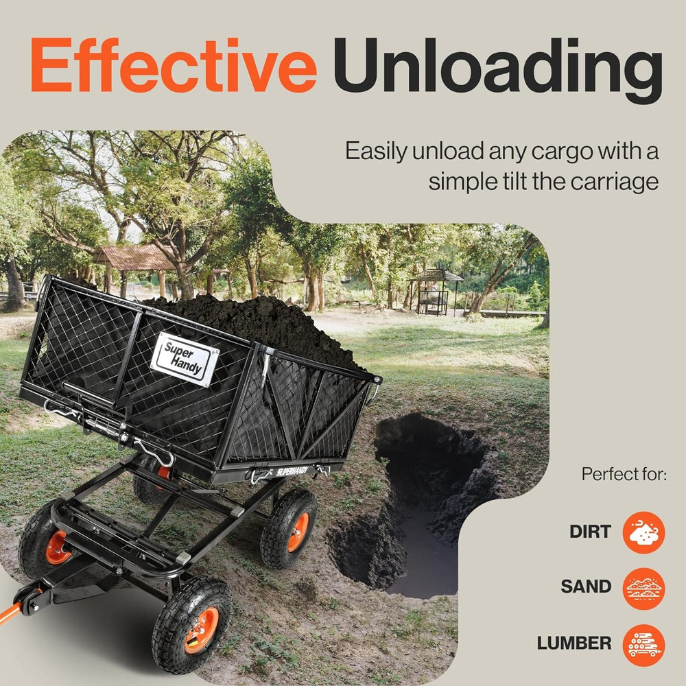 SuperHandy Heavy Duty Garden Dump Cart, 660 Lb Capacity, 4-Wheel - What's in the box