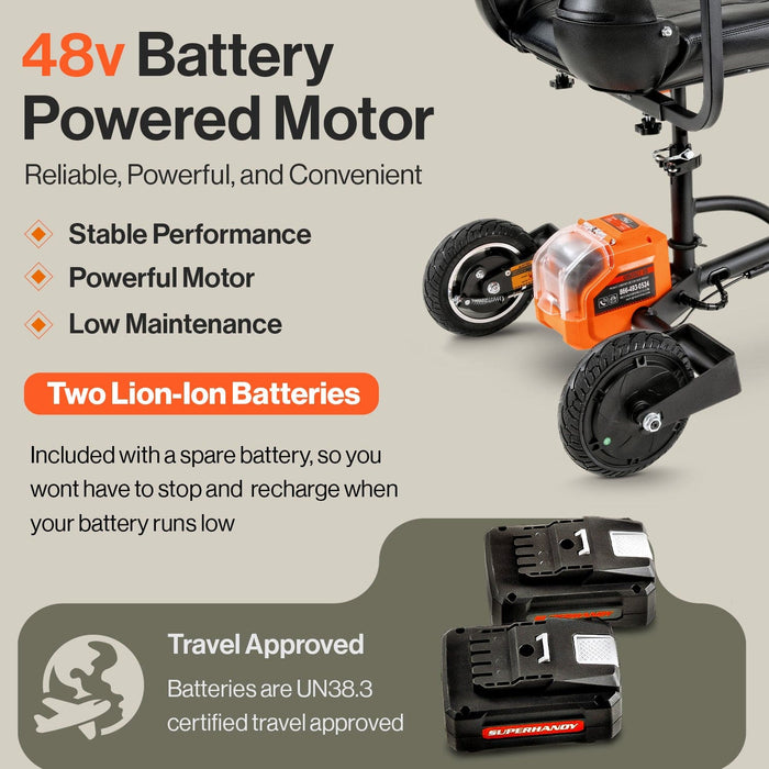 SuperHandy Passport Plus 3-Wheel Mobility Scooter, Foldable, 330 lb