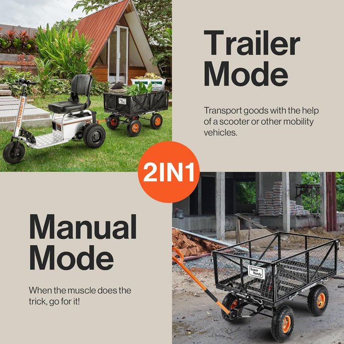 SuperHandy Heavy Duty Garden Dump Cart, 660 Lb Capacity, 4-Wheel