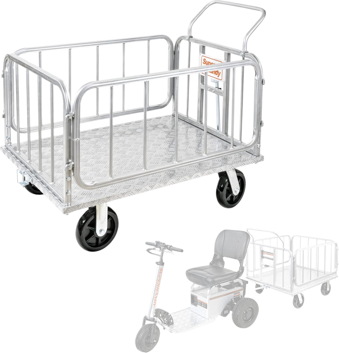 Super Handy GUO099 Cargo Trailer Utility Cart 1200 lbs Capacity with Hitch 8" Casters Compatible with Electric Tugger New