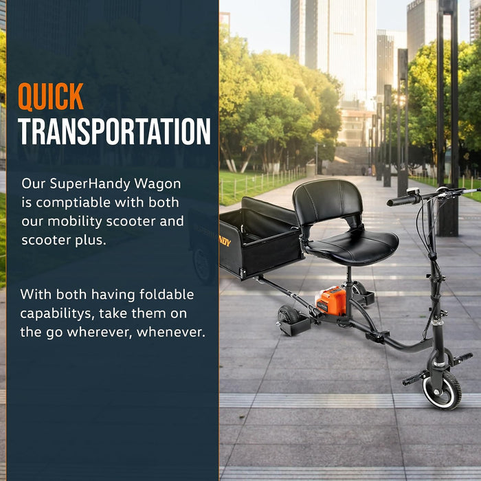 Super Handy GUT157 Foldable Follow Behind Wagon 155 lbs Capacity Compatible with GUT112/GUT140/GUT142/G Mobility Scooters New