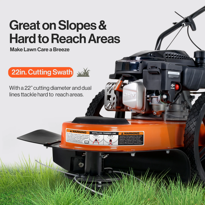 Super Handy GUO115 String Trimmer Walk Behind Adjustable 22" Cutting 170cc Engine Gas New