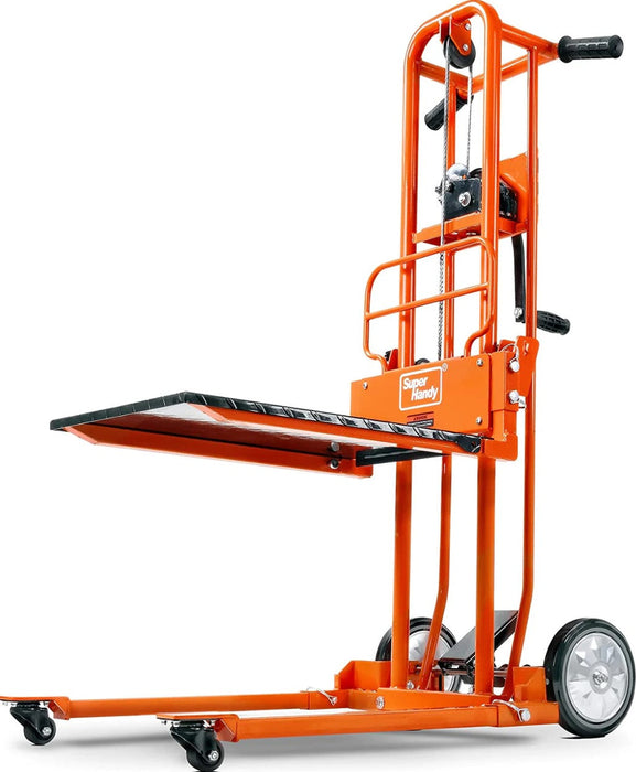 Super Handy Manual Stacker GUO097 330 lbs 40" Max Lift with a Flat Bed New