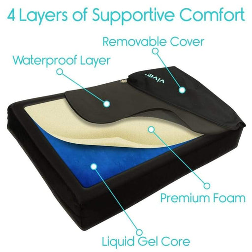 Wheelchair Gel Seat Cushion - Back Support Comfort and Pain Relief - 18" x 16" - wheelchair-cushions-gel